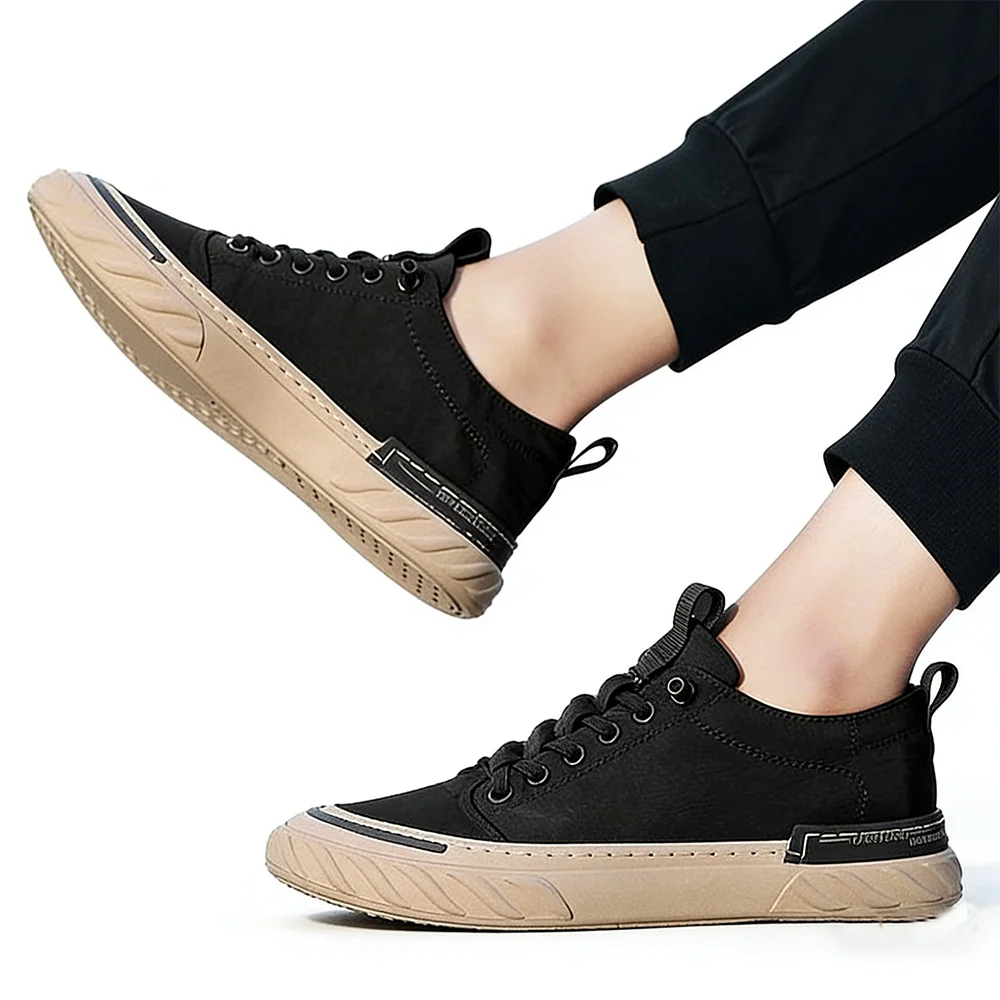 Spring Summer Casual Loafers Mens Canvas Shoes Flat Cool Style Slip-On Breathable Comfortable All Day Wear Black Grey DX955