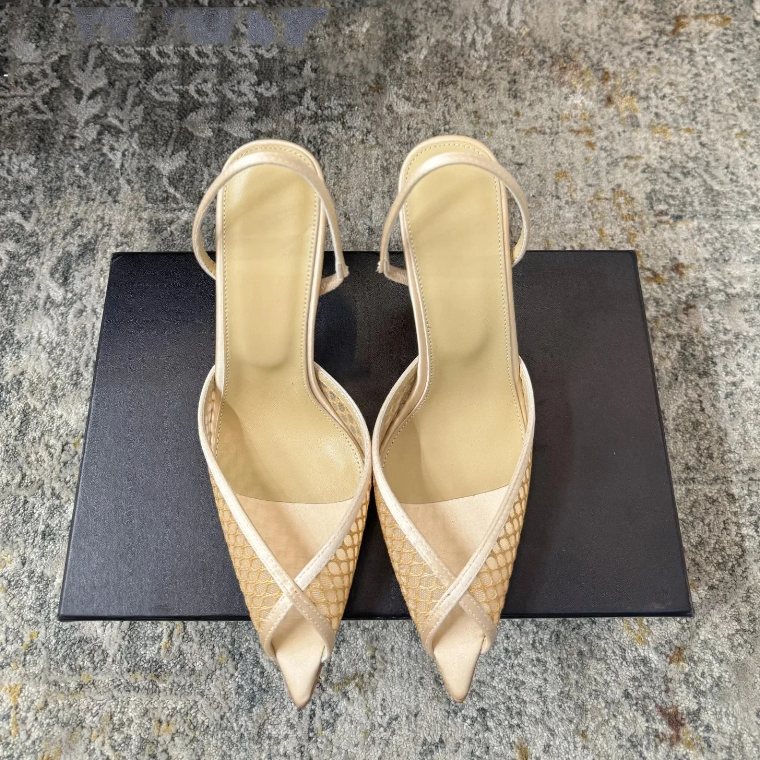 2026 Spring Summer New Women's High Heel Sandals Genuine Leather Pointed-Toe Stiletto Heel Slip-On Heeled Shoes Chic Botas Mujer
