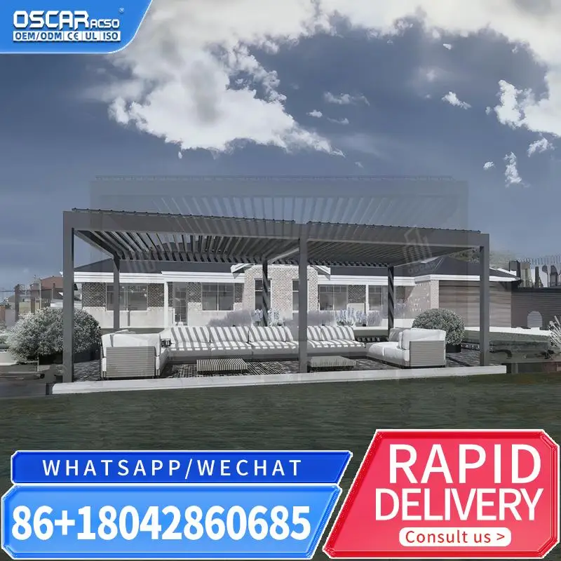 

Modern Outdoor Aluminium Bioclimatic Motorized Waterproof Louvered Roof Pergola Gazebo for Garden Patio Backyard pergola