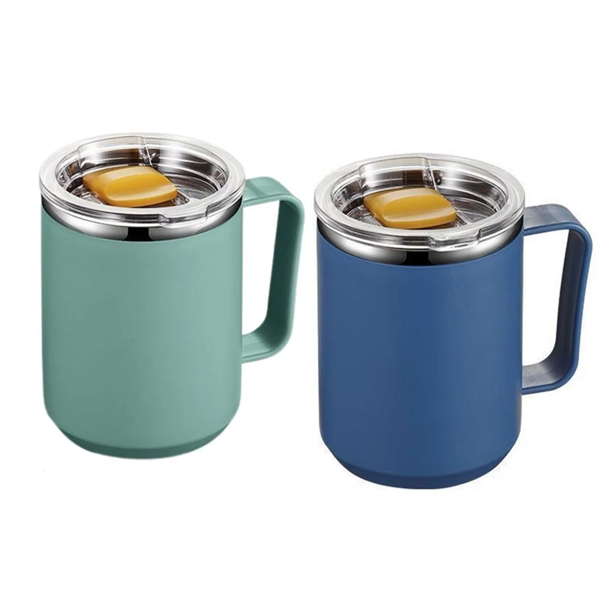 Y31A 손잡이가있는 스테인레스 스틸 머그잔 450ml 이중 벽 스테인레스 스틸 머그잔 현대 절연 컵 금속 캠핑 컵 재사용 가능