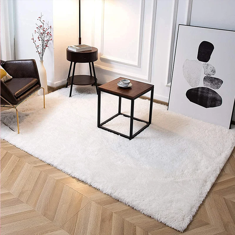 Furry Carpet Living Room Mat Modern Bedroom Nordic Style Decoration Carpet Large Size Black Gray White Non Slip Children's Rugs