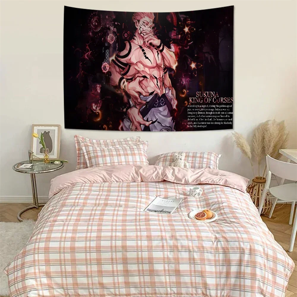 Anime Jujutsu Kaisen Ryomen Sukuna Cartoon Tapestry Wall Hanging Decoration Household Home Decor