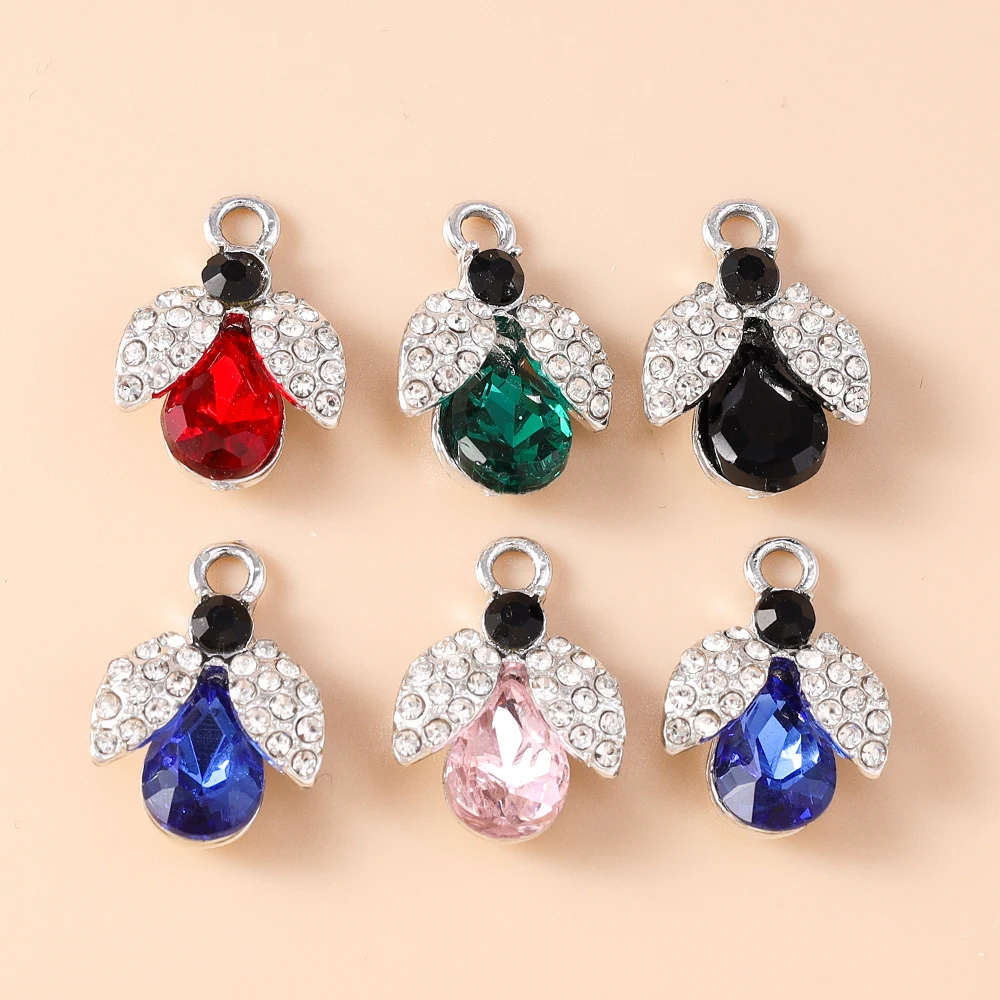 10 Stück 19*14mm wunderschöne Anhänger mit CZ-Kristall-Bienenmotiv für baumelnde Ohrringe, Halsketten, DIY-Schmuckherstellung, Zubehör – Detail 2