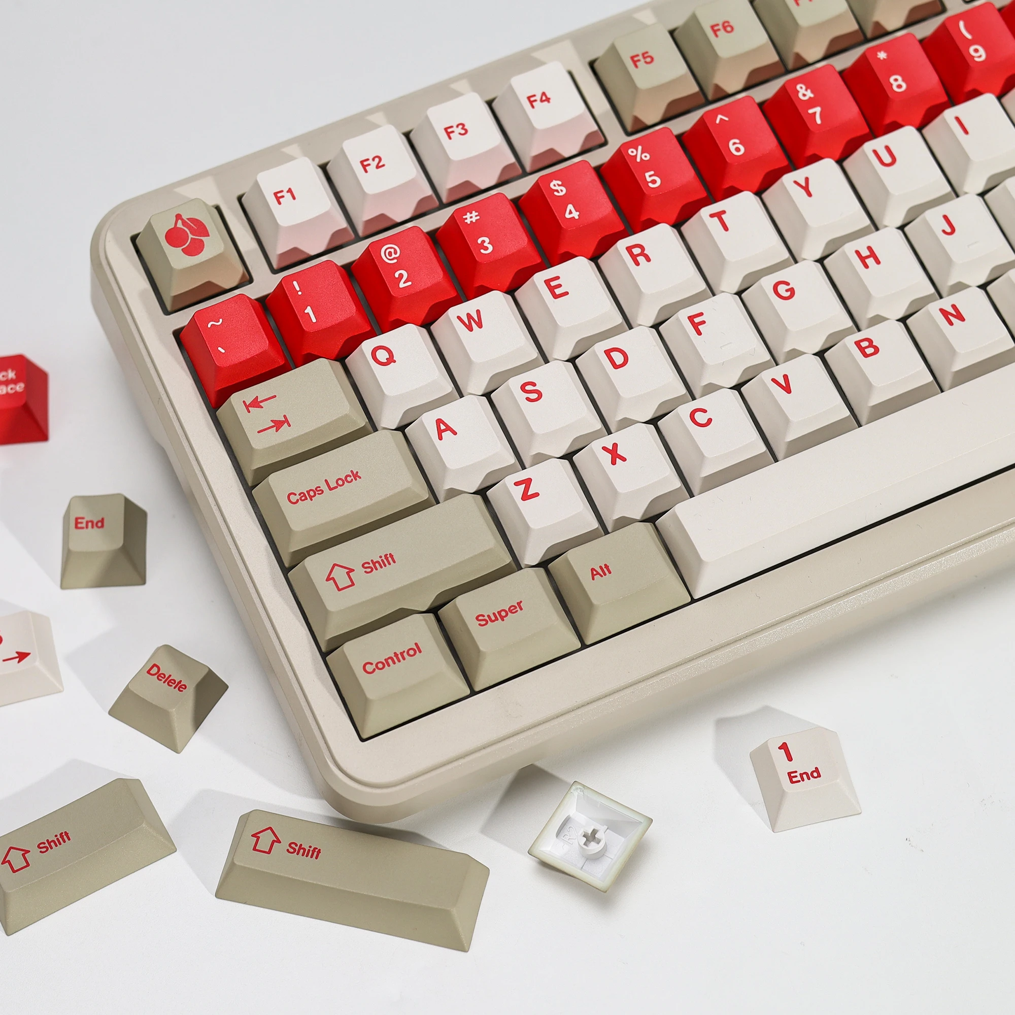 KBDiy GMK Red Alert Tastenkappen Retro Cherry Profil PBT Ailce Tastenkappen Maßgefertigt für MX-Schalter 75% Gaming Mechanische Tastatur Tastenkappen – Detail 18