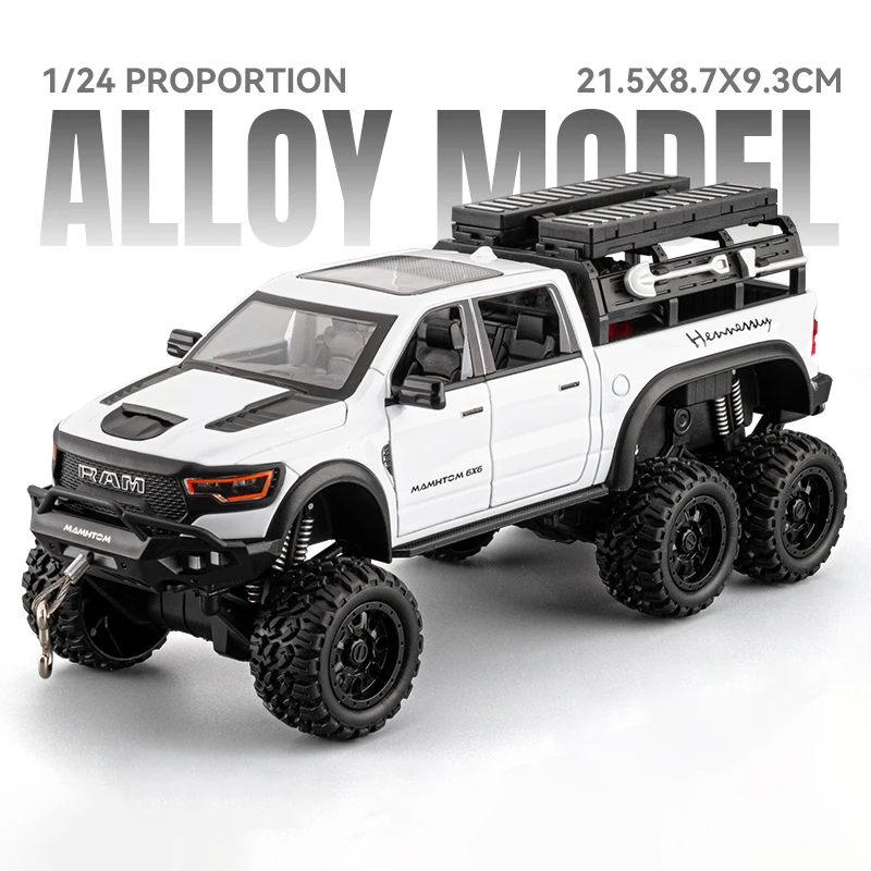 1:24 DODGE Tyrannosaurus RAM 1500 REX Alloy Pickup Model samochodu Diecast Metal Pojazdy terenowe Model Dźwięk i światło Zabawka dla dzieci Prezent — 2