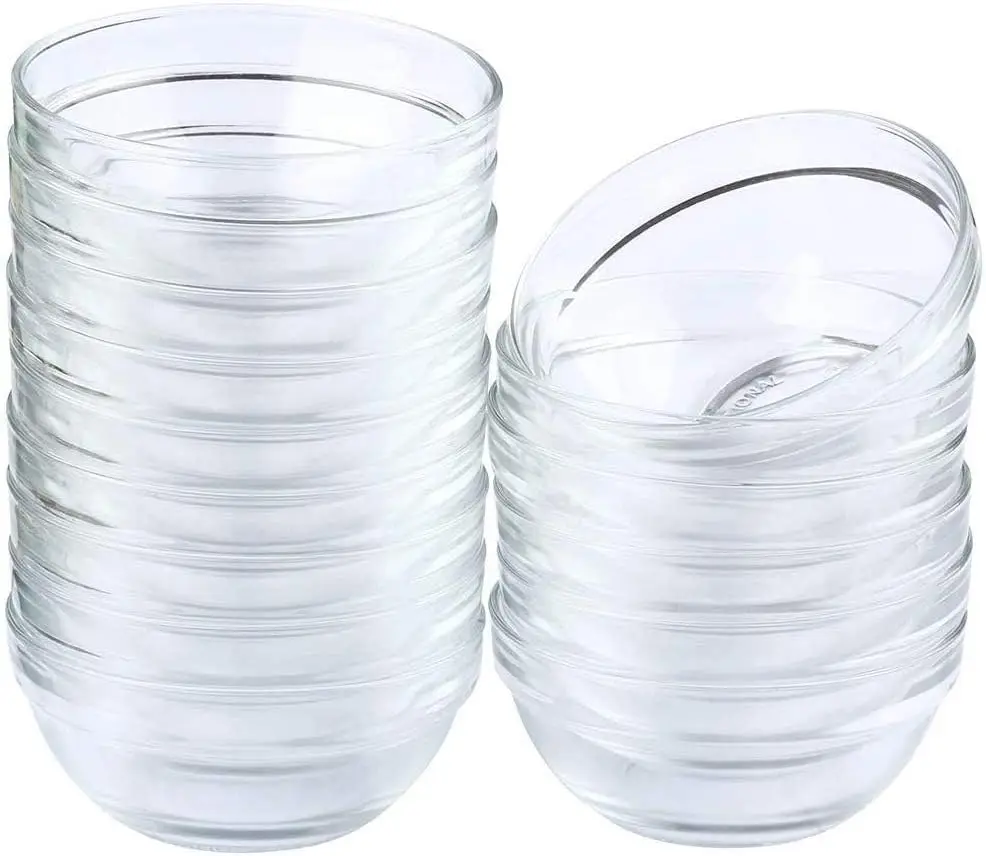 

4 Inch Glass Bowls for Kitchen Prep, Dessert, Dips, Candy Dishes - 4oz Stackable Set of 16