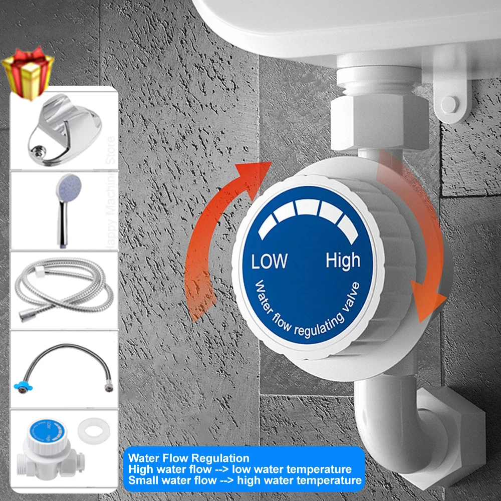 Aquecedor de água instantâneo chuveiro 220v torneira do banheiro plugue da ue aquecedor de água quente 3500w display digital para casa de campo cottage hotel