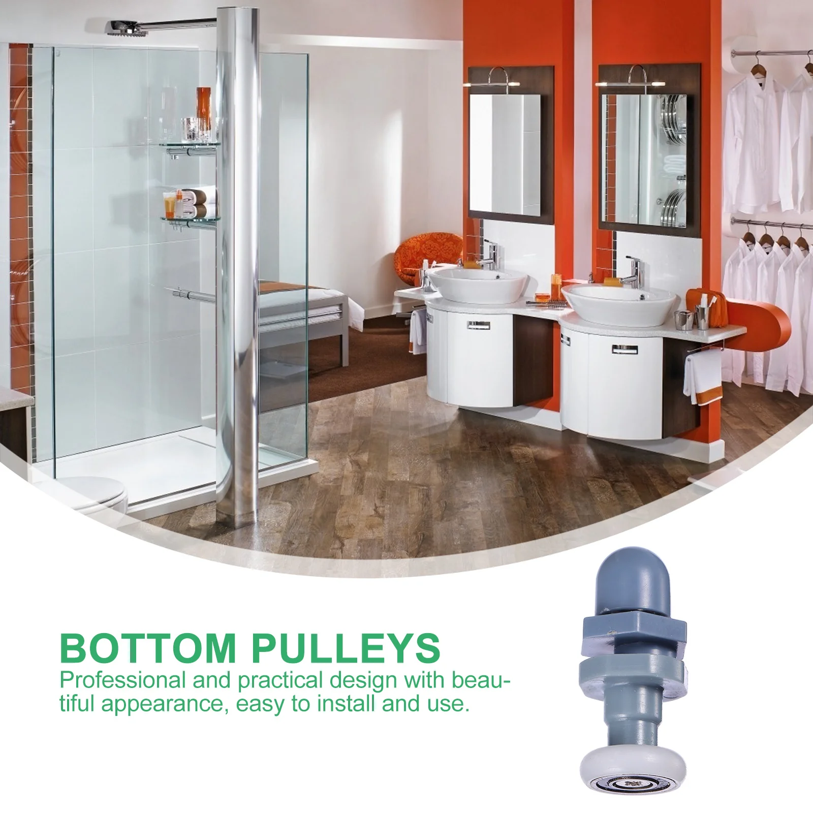

12Pcs Shower Door Rollers Ultra-Quiet Bottom Pulleys 19mm Glass Doors Easy Install Practical Design Smooth Glide