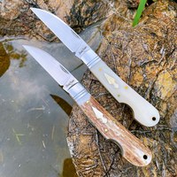 Watchman Knife Handmade Antler Bone  High Quality Trapper Knives Slip Joint D2 Blade Folding  Pocket Knives Classic Traditional