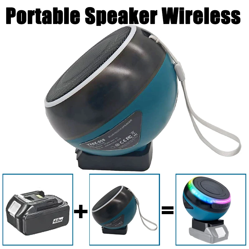 

Portable Wireless Speaker for Makita/DW/Milwaukee/Bosch 18V-20V Batteries Supports Bluetooth 5.3 High-Definition Sound Quality