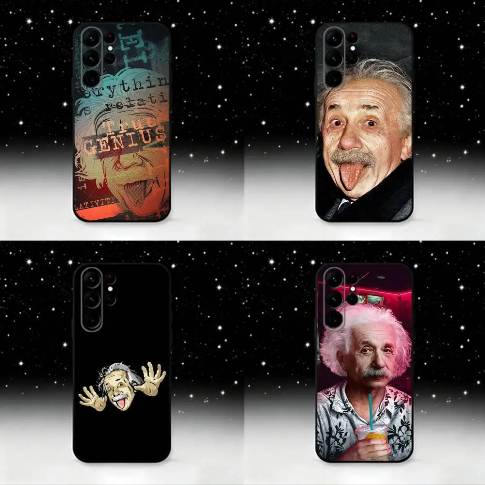 

A-Albert E-Einstein Phone Case For Samsung S25,S24 Ultra,S20,S30 plus,S22 plus,S23,S30 Ultra 5G Silicone Black Shell