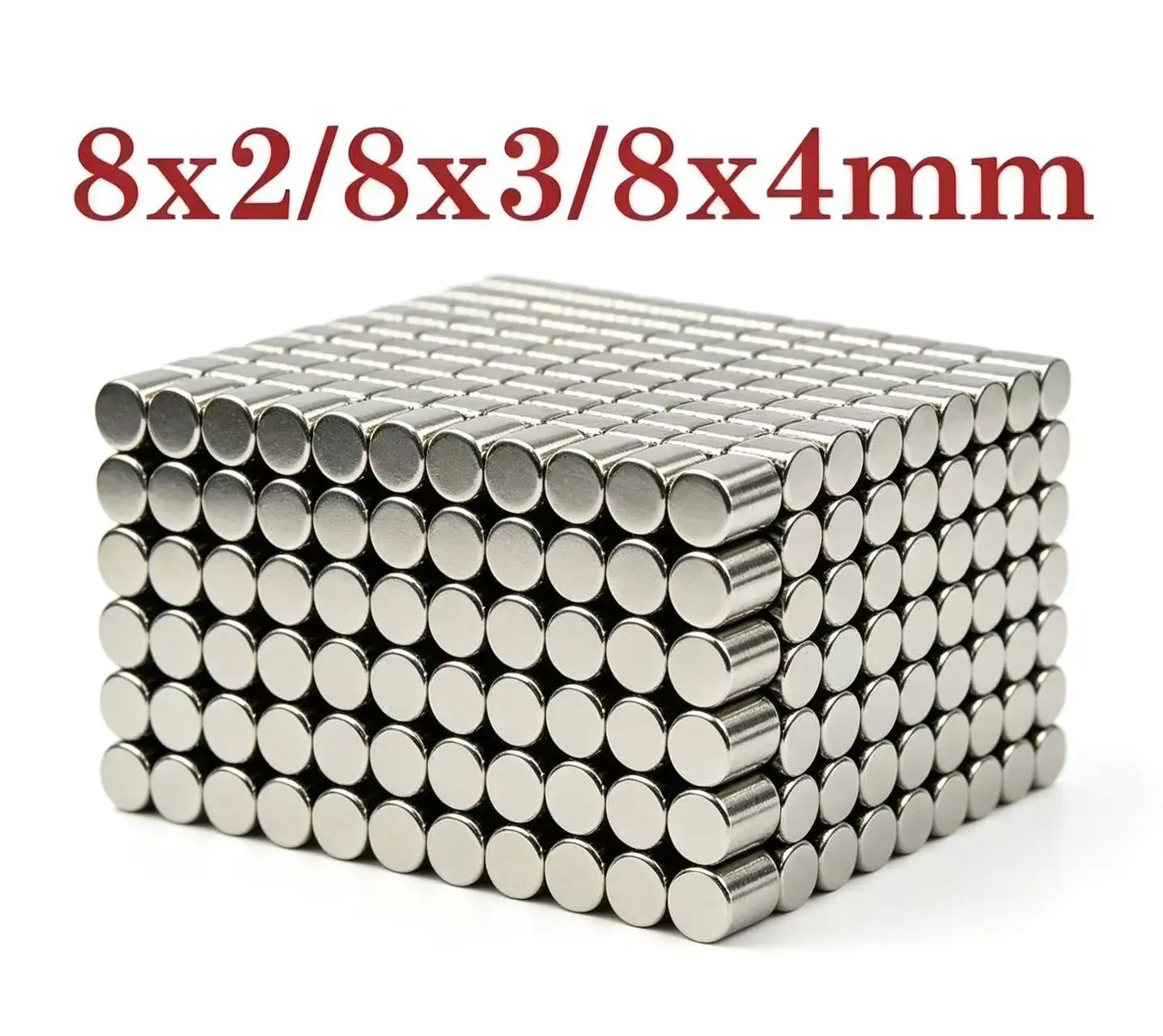 Round Magnetic Discs 8x2/8x3/8x4mm, Multi-Use Magnets for Crafts, Decoration, Office, Whiteboard and Refrigerator