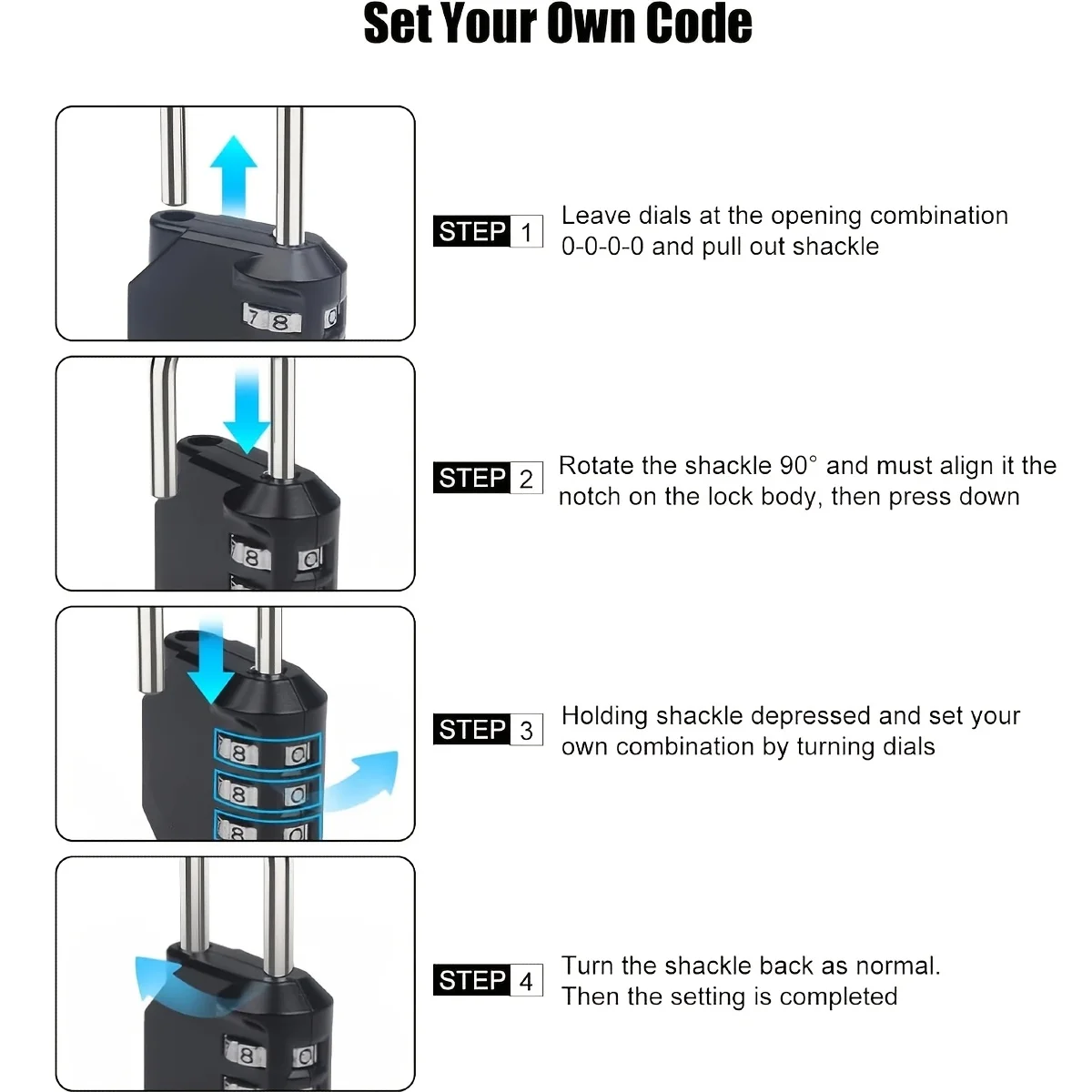 قفل مجمع للخزانة، قفل خارجي مكون من 4 أرقام للمدرسة، وصالة الألعاب الرياضية، والرياضة، والسياج، وصندوق الأدوات، والبوابة، والحافظة، والتخزين بمشبك، والخزائن #5