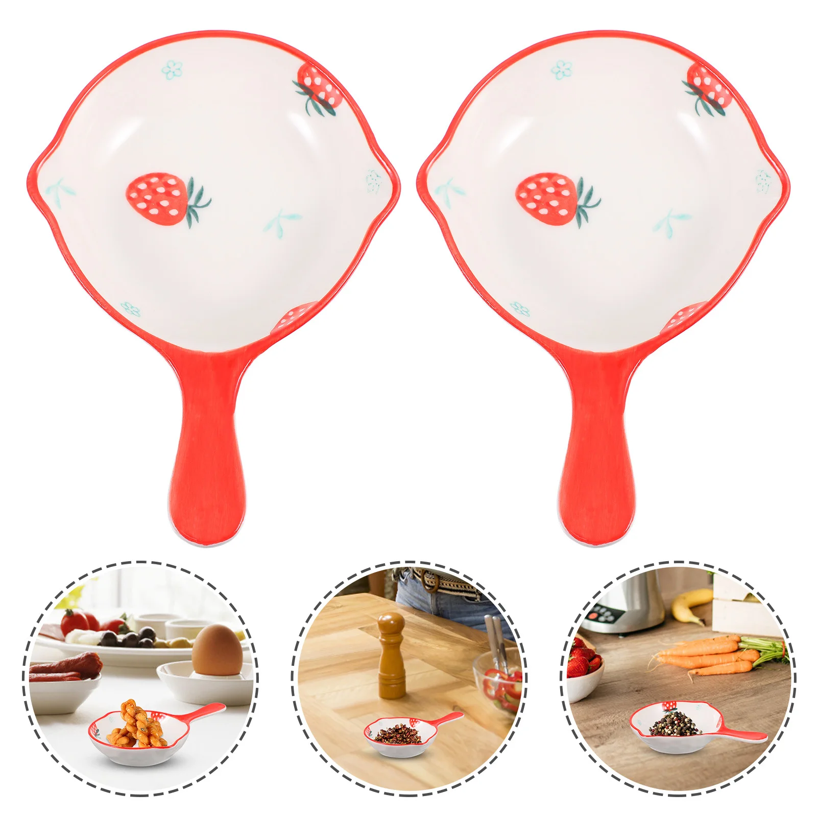 

2Pcs Small Ceramic Dipping Sauce Dishes Creative Pattern Household Flavor Sauce Dish for Vinegar Mustard Chili Snacks
