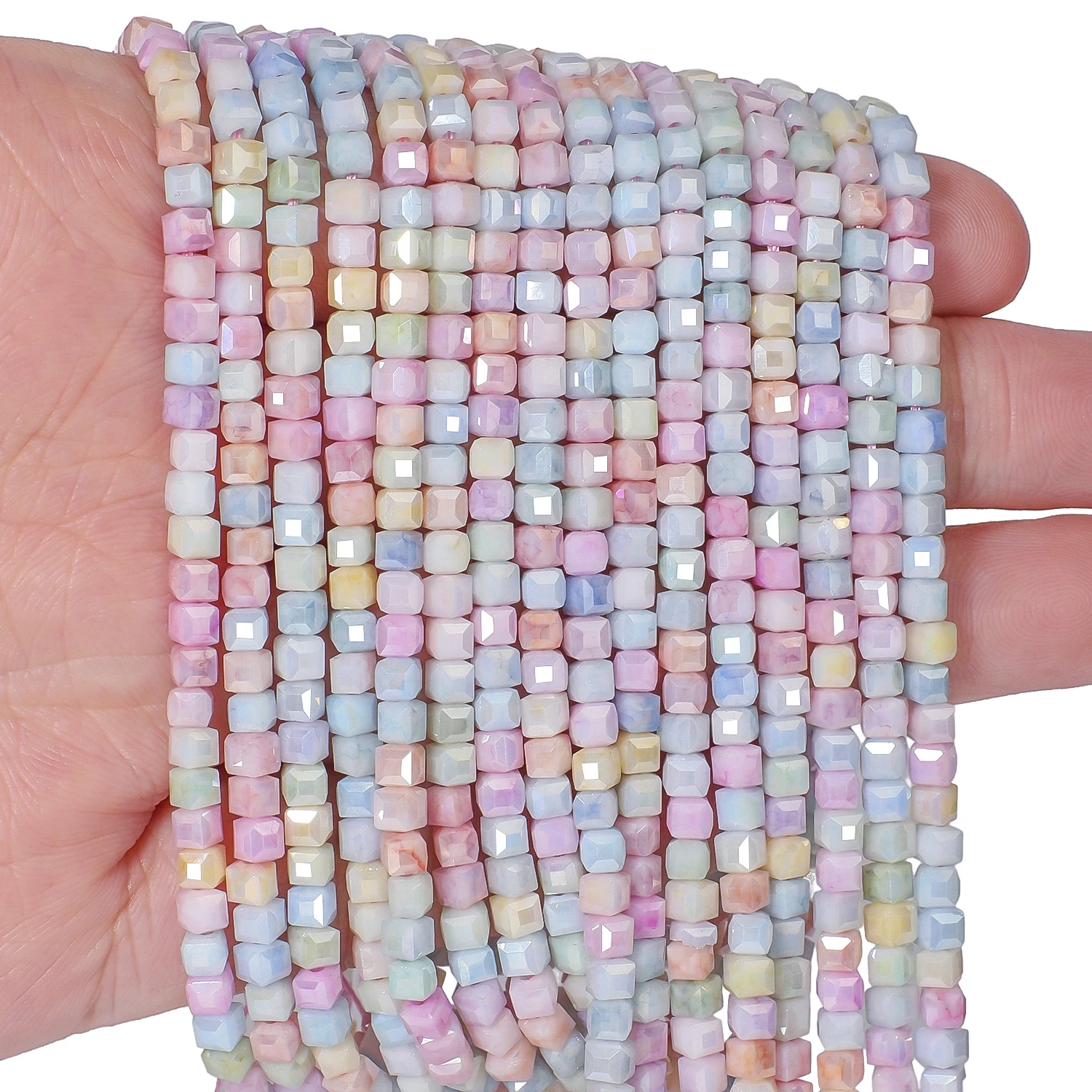3mm AB Colorful Macarons Faceted Square Crystal Glass Beads for Handicrafts DIY Jewelry Making Bracelets Necklaces Mobile Phone