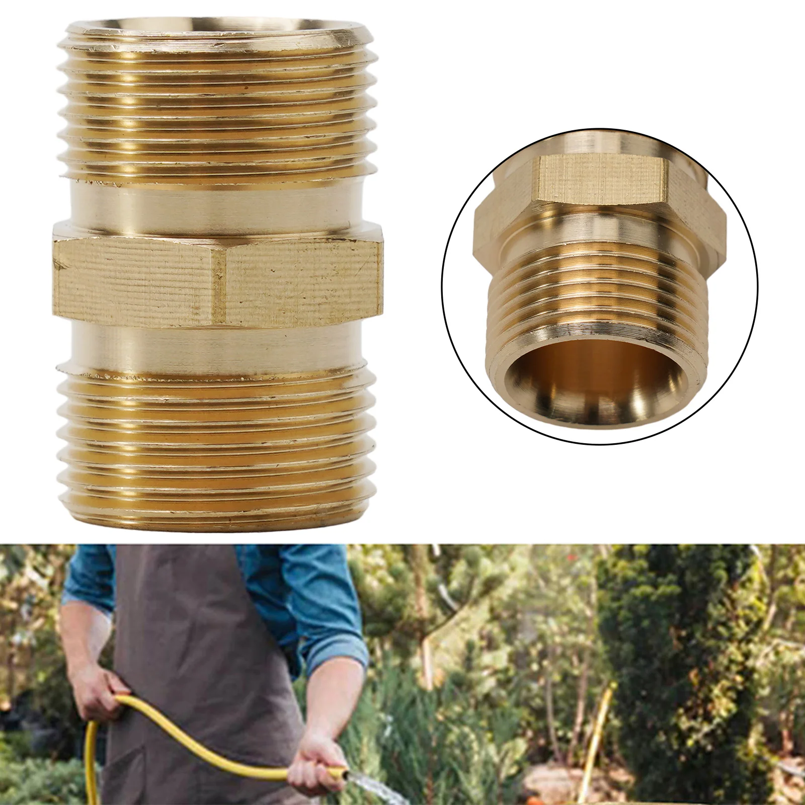 

2 Pcs Brass Pressure Washer Hose Extension Adapter M22 Metric Male To Male Tool Household Garden Watering Equipment Accessories