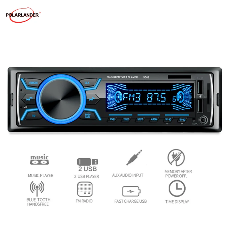 

12V 5008 FM Radio Function Dual USB MP3/WMA/WAV formats Car MP3 Player Card Reader Bluetooth Support Fast Charge