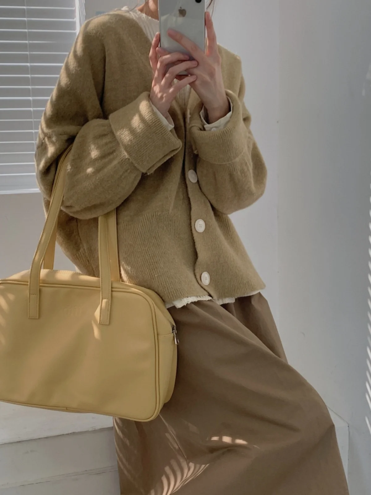 سترة محبوكة من Thiened معطف نسائي كوري Sle لون نقي للتنقل مستدير Ne بطول منتظم معطف سترة مفتوح #1