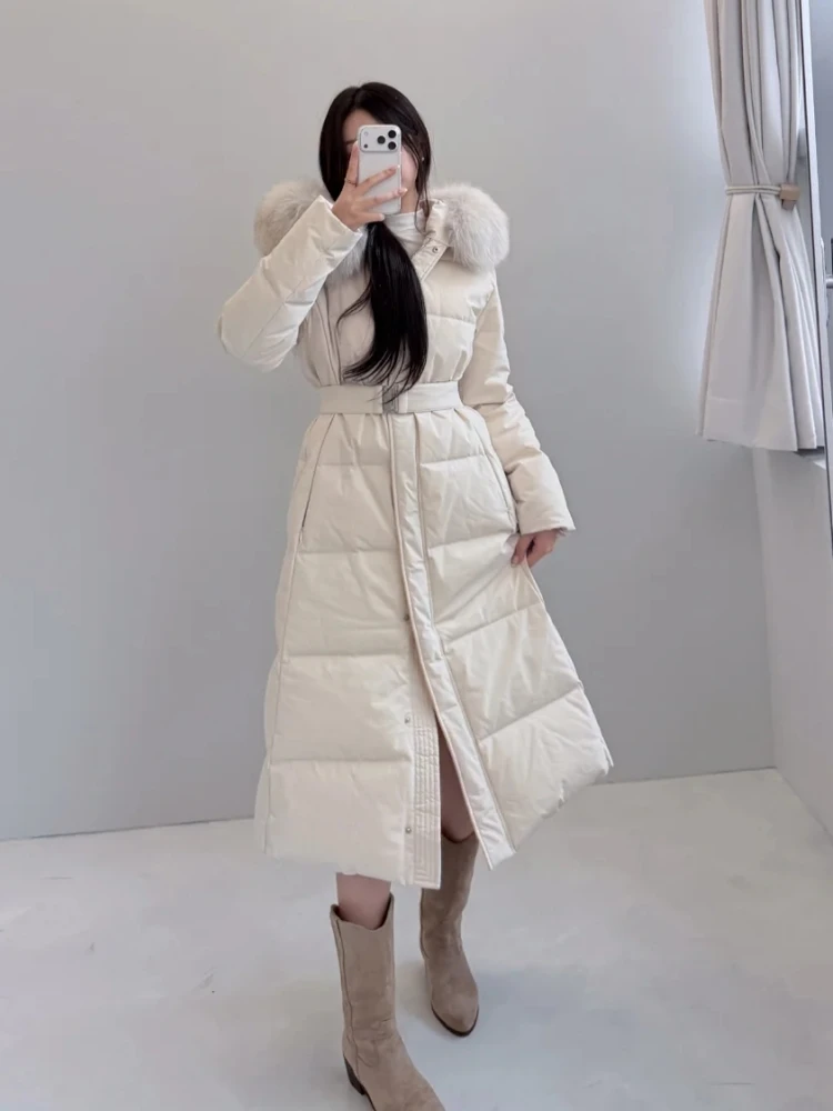 

2025 Winter New Long 90 White Du down Slim Fit Coat Thiened Padded Jaet Korean Sle Commute Faion Women's Coat