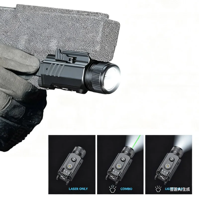 

2000 Lumen Pistol Light Laser Combo Magnetic Rechargeable Green Laser Light Tactical Flashlight Strobe Mode Picatinny Slide Rail