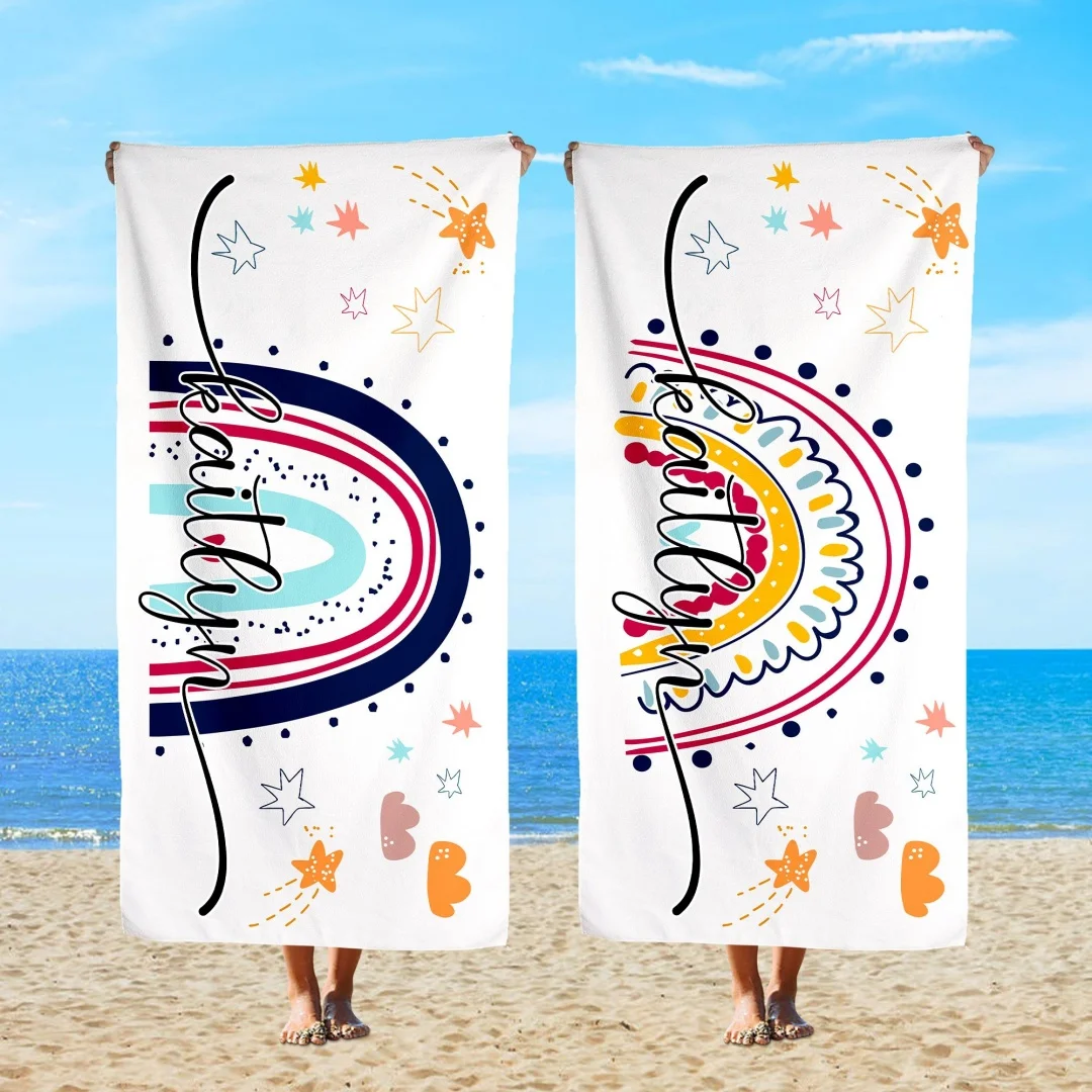 1pc Custom Name Beach Towel Personalized Microfiber Towel for Wedding Party Souvenir for Beach Swimming Bath Yoga Seaside