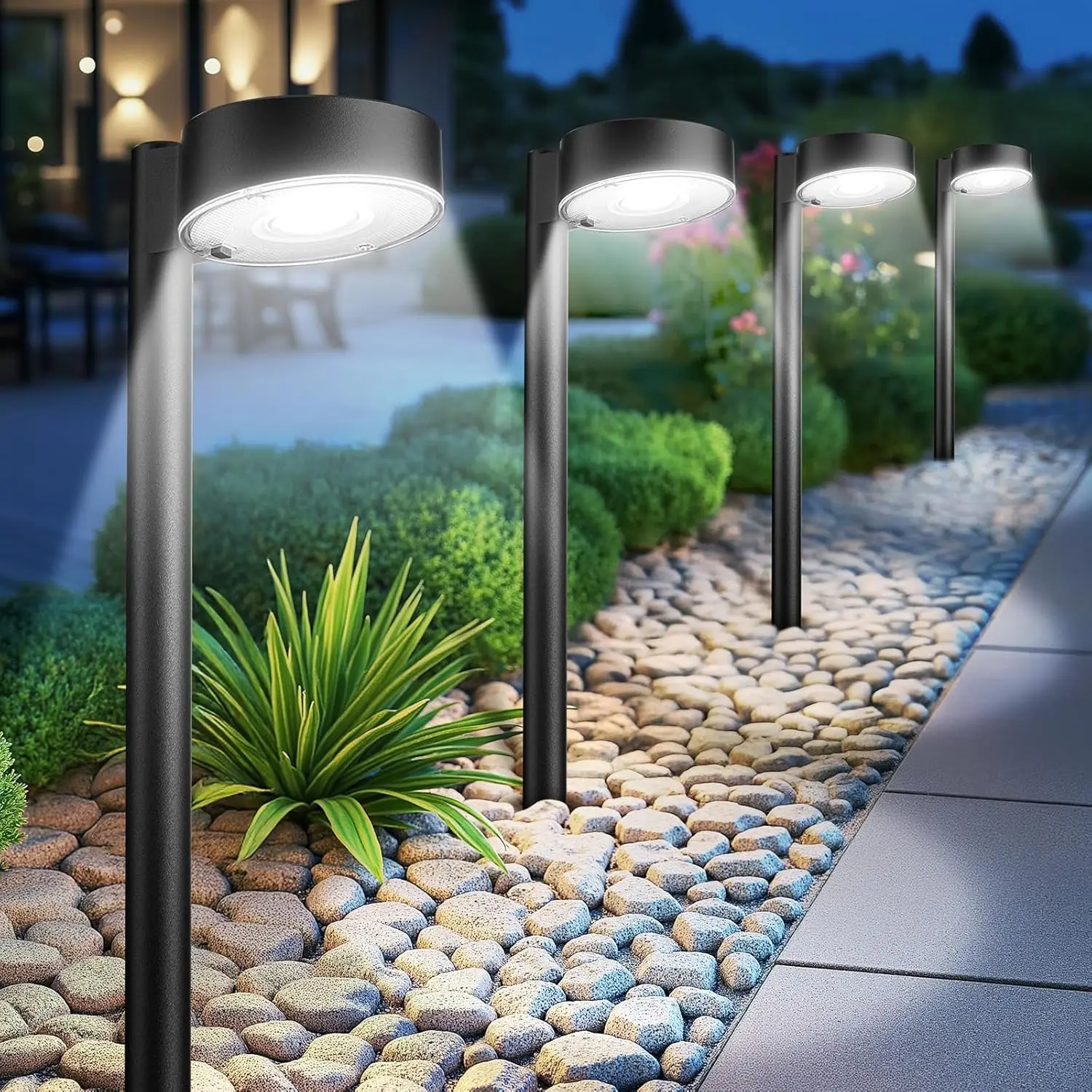 

8 Solar Pathway Lights, 12 LED Waterproof Outdoor Lighting for Garden Walkway Driveway Lawn