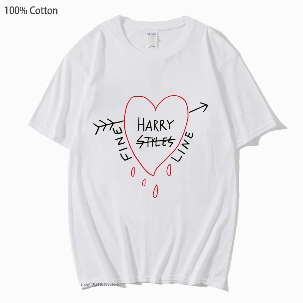 Happy Fine Line Print T-Shirts Harry Styles Treat People Kindness Fashionable Shirts Women's Tshirt Men Clothing 100% Cotton Tee