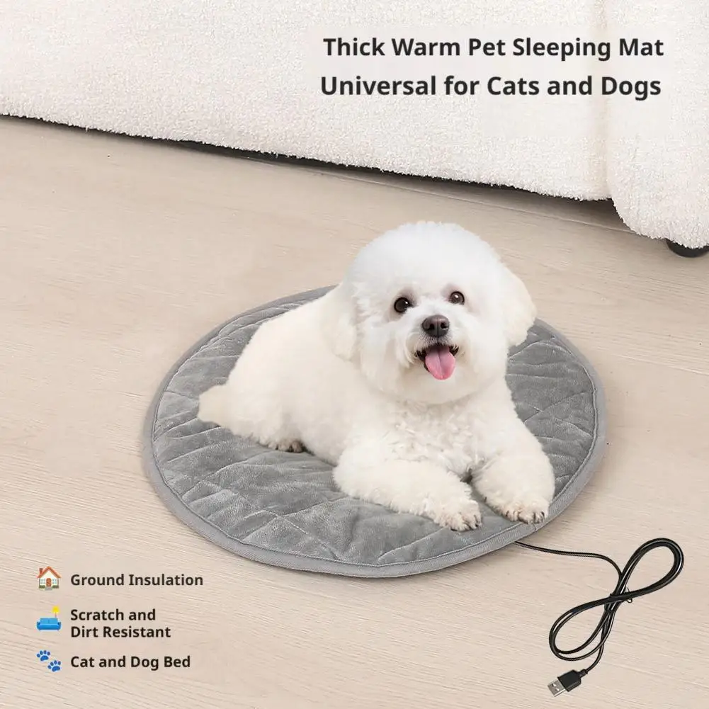 USB Pet Electric Heating Pad Waterproof Winter Warmer Mat Soft Plush Dog Cat Bed Blanket Thermal Sleeping Pet Heater Supplies view 3