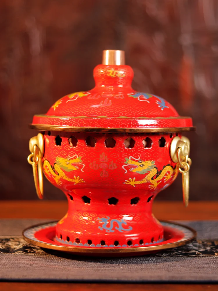 Alcohol stove pure copper small hot pot single person enamel cloisonne alcohol commercial one person one pot household