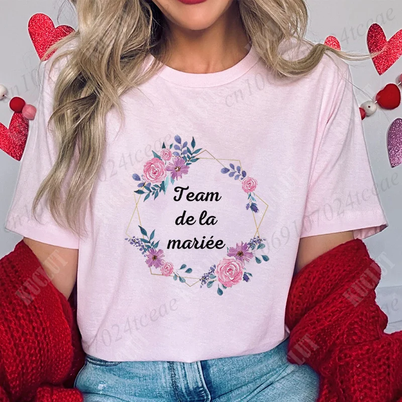 EVJF Future Bride T-shirt Bridal Wedding Team Bride Bridesmaid Tops Women Bachelorette Party Shirt Flower Crown Graphic Tees