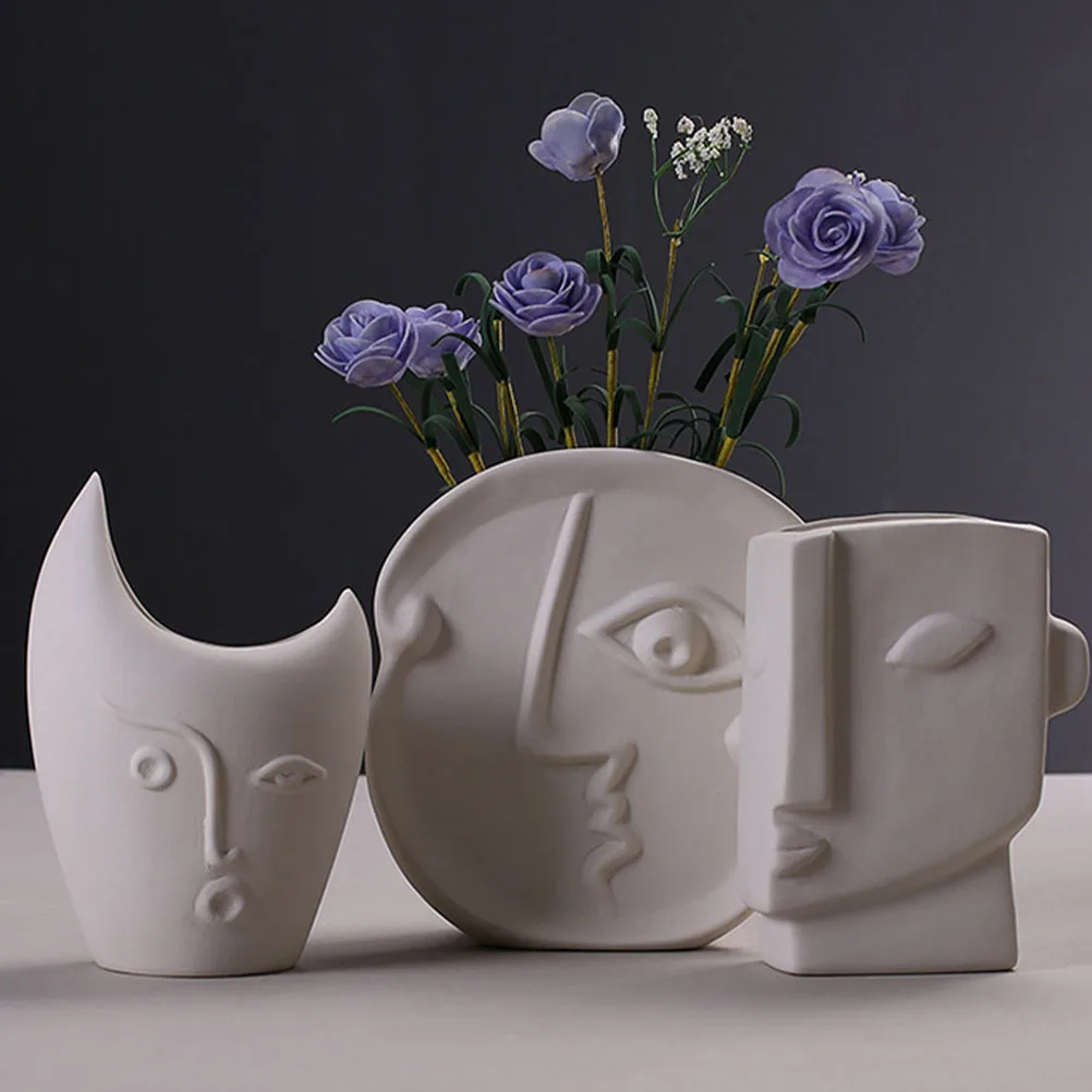 

1Pcs Chic Face Vase Ceramic Container Home Office Decoration Creative Elegant Plant Pot Ceramic Vases Home Vases