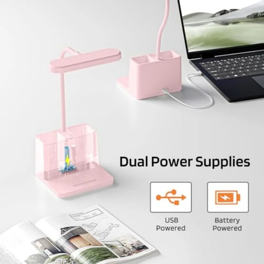 Cute Desk Lamp, Table Light for Women, Teen Girls, Adjustable LED, Small, Rechargeable, Battery Operated, Touch Control, Goosen view 5