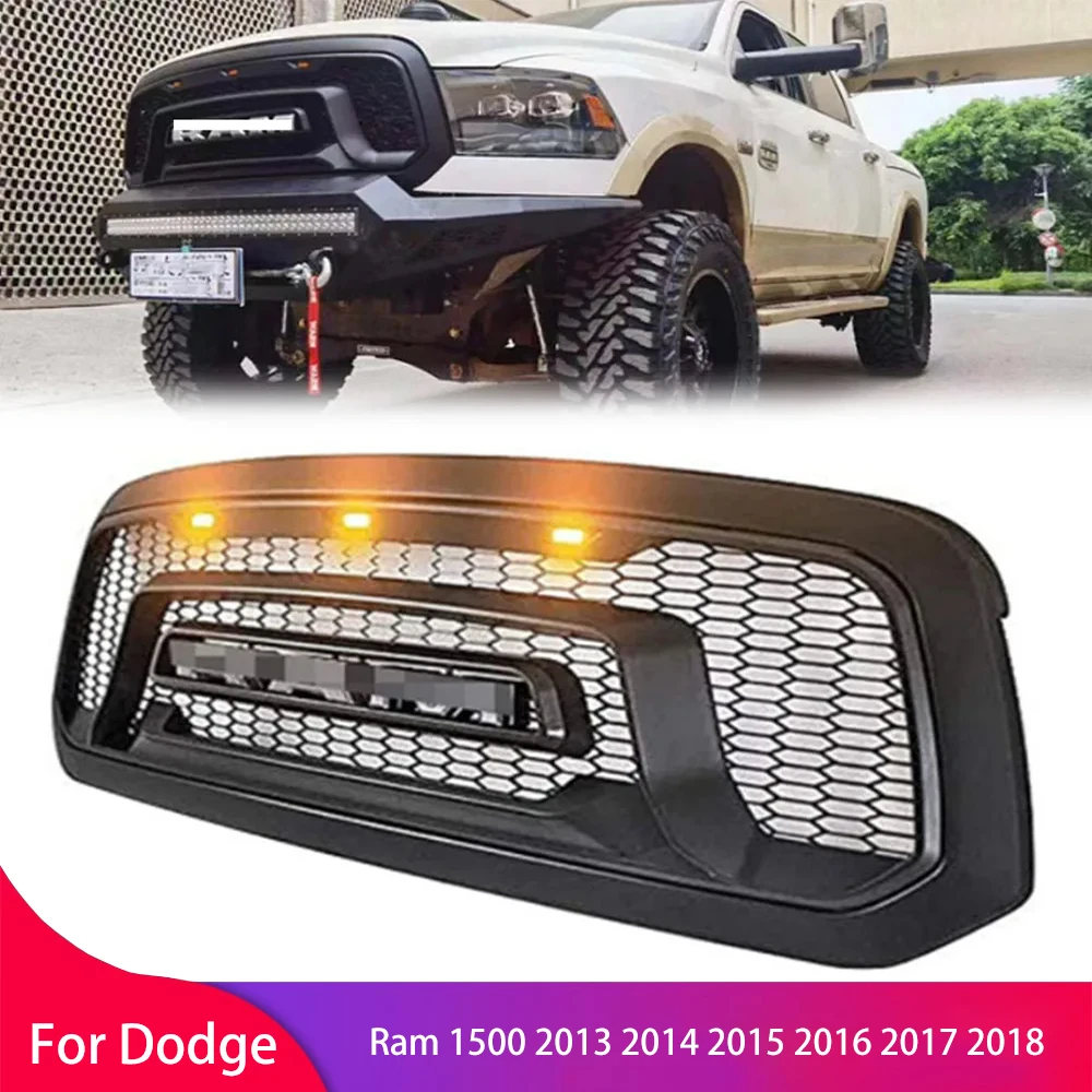 Front Racing Honeycomb Bumper Bolt Mesh Upper Hood Grilles for Dodge Ram 1500 2013 2014 2015 2016 2017 2018 Air Intake Grille