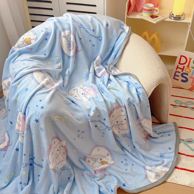 

Sanrio Kuromi Hello Kitty Blanket Milk Velvet Double-Sided Nap Blanket Cartoon Pattern Children's Bedroom Sleeping Warm Quilt