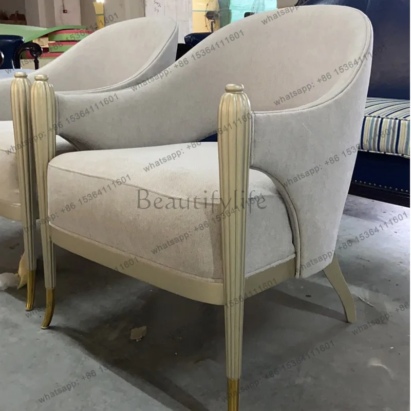 

American light luxury solid wood simple sofa single chair living room fabric sofa lazy chair