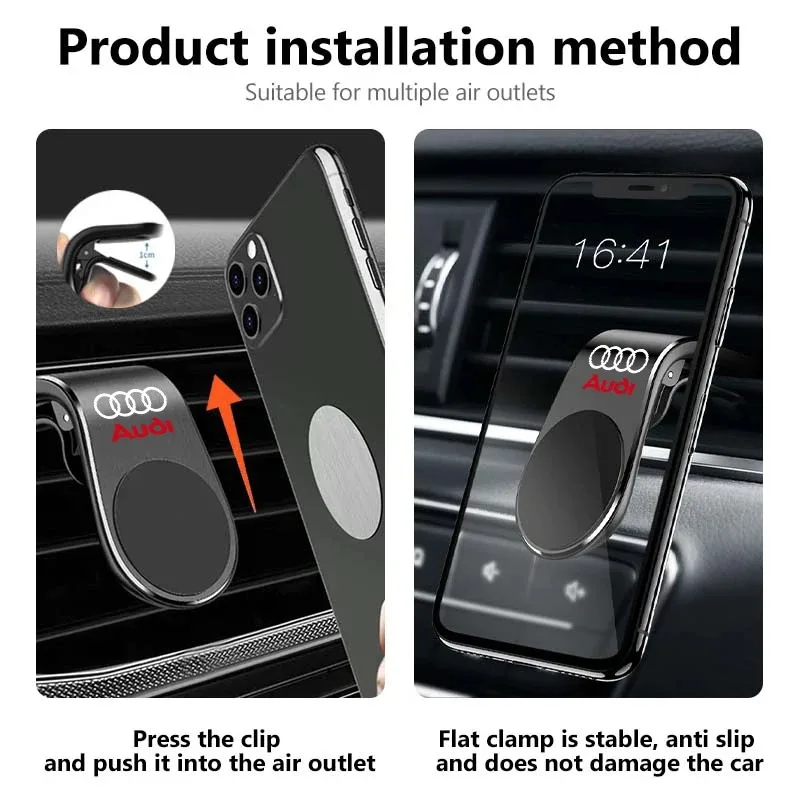 Support magnétique pour téléphone GPS dédié à la voiture, emblèmes de voiture, pour Audi Sline RS TT A3 A4 B8 8P 8V B6 A5 A6 Q5 C6 A1 Q7 Q3, 1 pièce