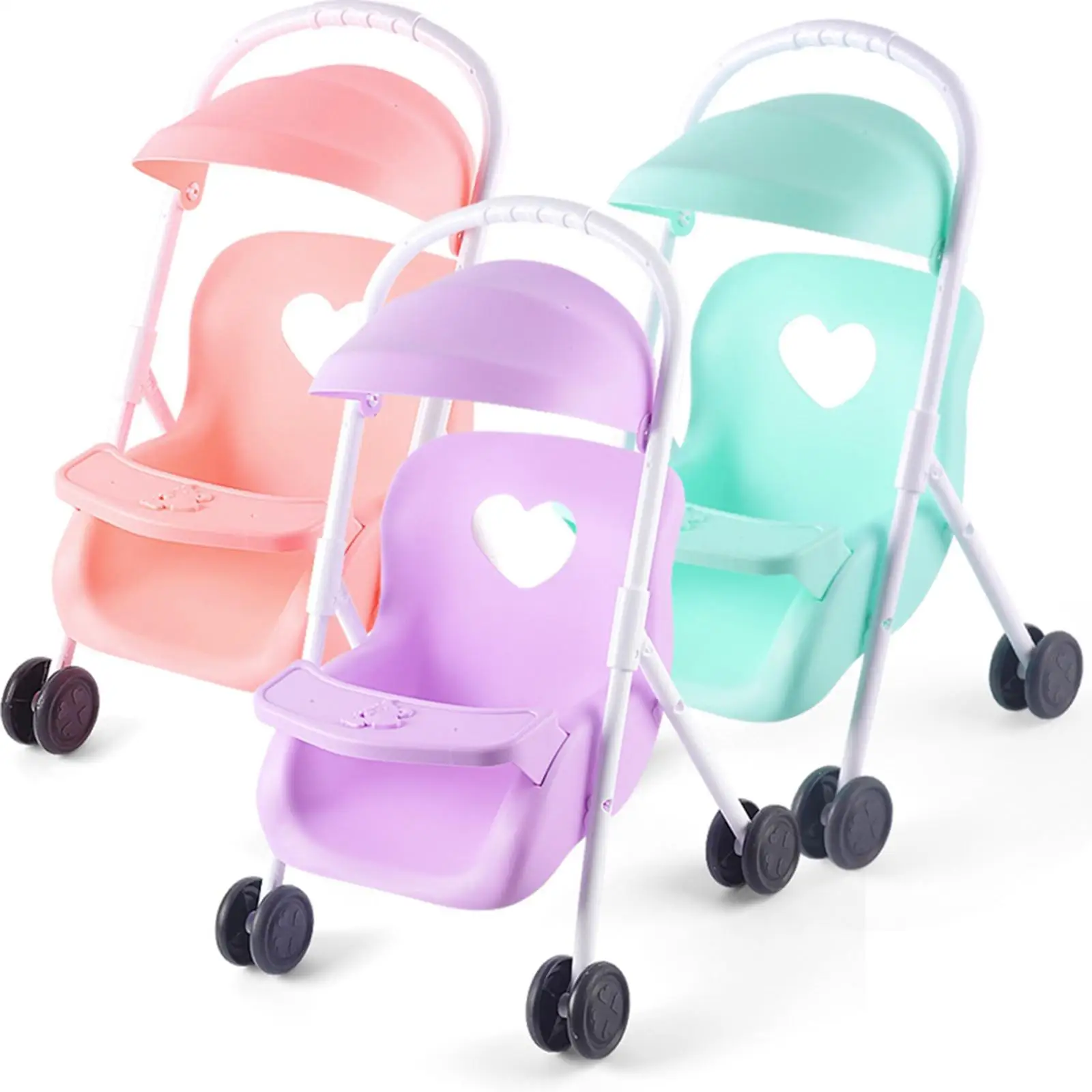 Dolls Baby Girl Doll with Mini Stroller Carriages for Children Toys Pink