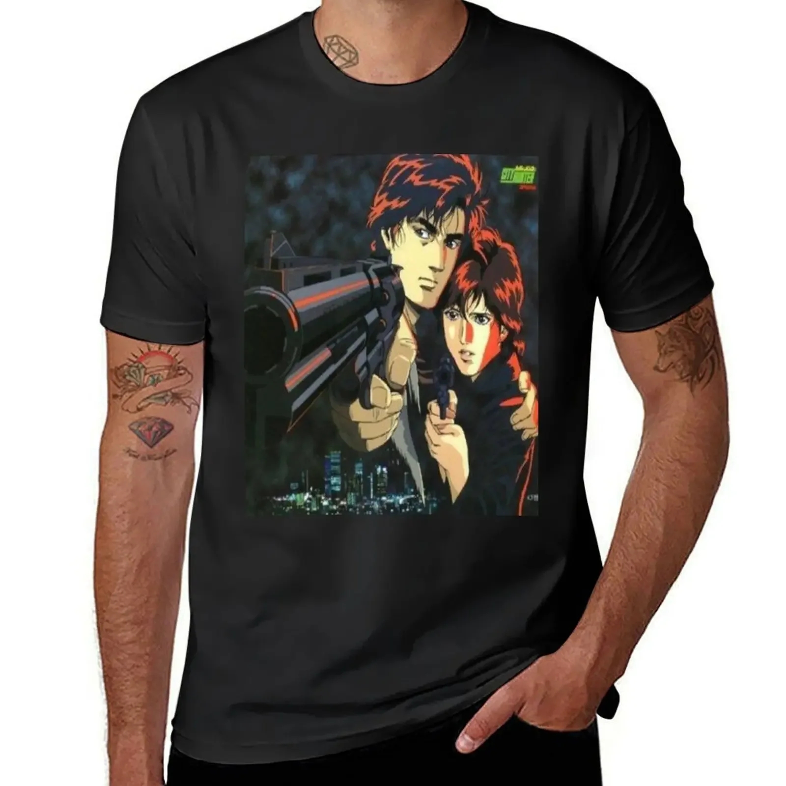 

CIty Hunter - Ryo Saeba / Kaori T-Shirt luxury clothing labubu blanks anime t shirts vintage t shirts t shirts for men graphic