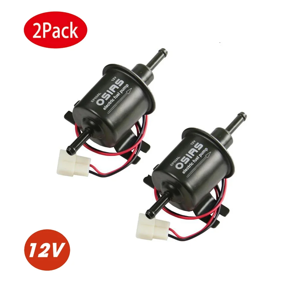OSIAS 2pcs Pack 12V Electric Fuel Pump HEP-02A Universal Inline Low Pressure for Gas And Diesel