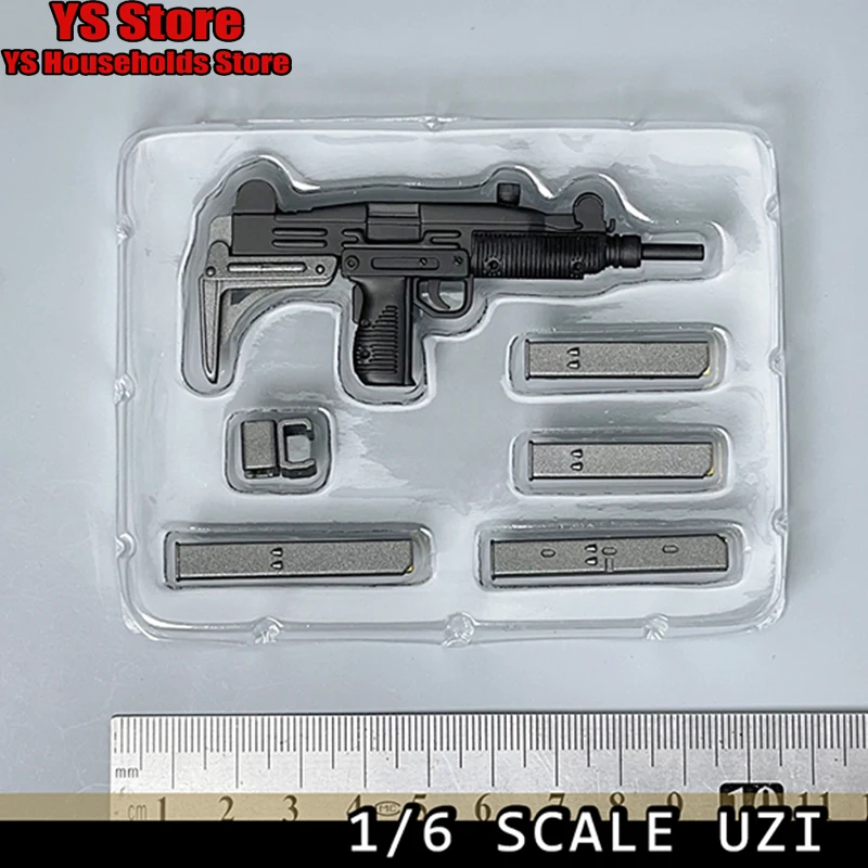 In Stock 1/6 Mini Uzi Israel Submachine Gun Static Model Delicate Exquisite Soldier Scene Accessory for 12