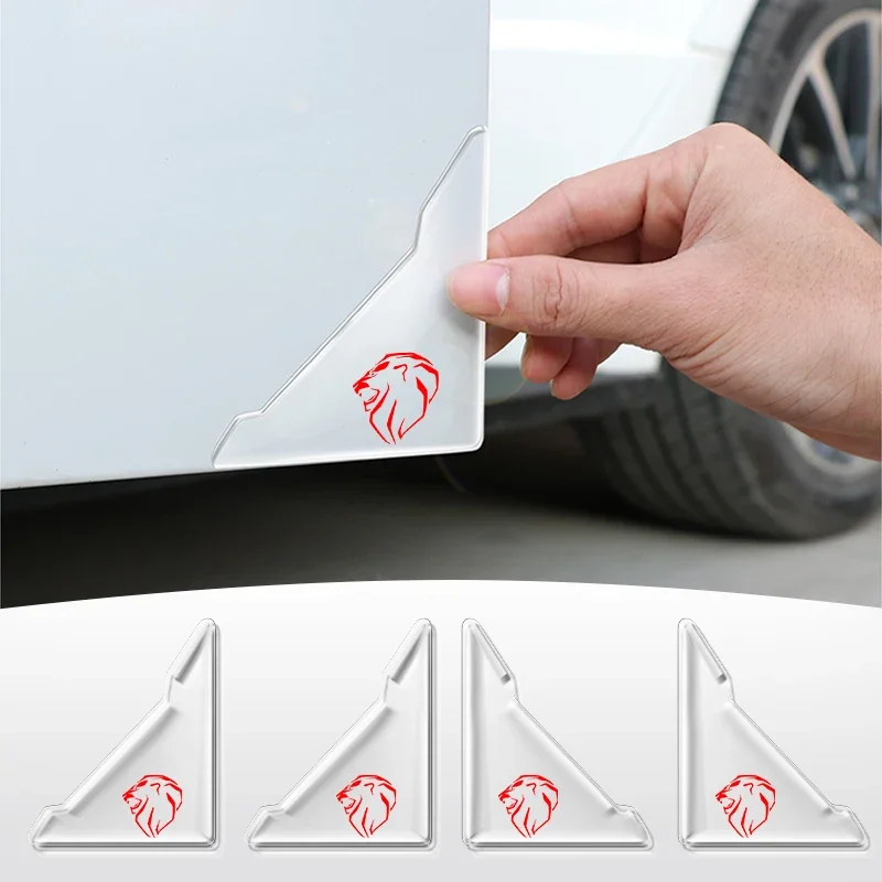 2/4PCS Transparent Car Door Corner Cover Anti-Scratch Protection Sticker For Peugeot 307 206 308 207 406 407 408 2008 3008