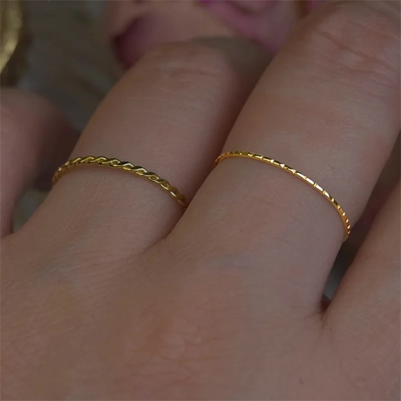 Minimal Simple Tiny Rings For Women 1mm Full Round Minimalist Thin Dainty Stacking Ring Fashion Stainless Steel Jewelry 2023