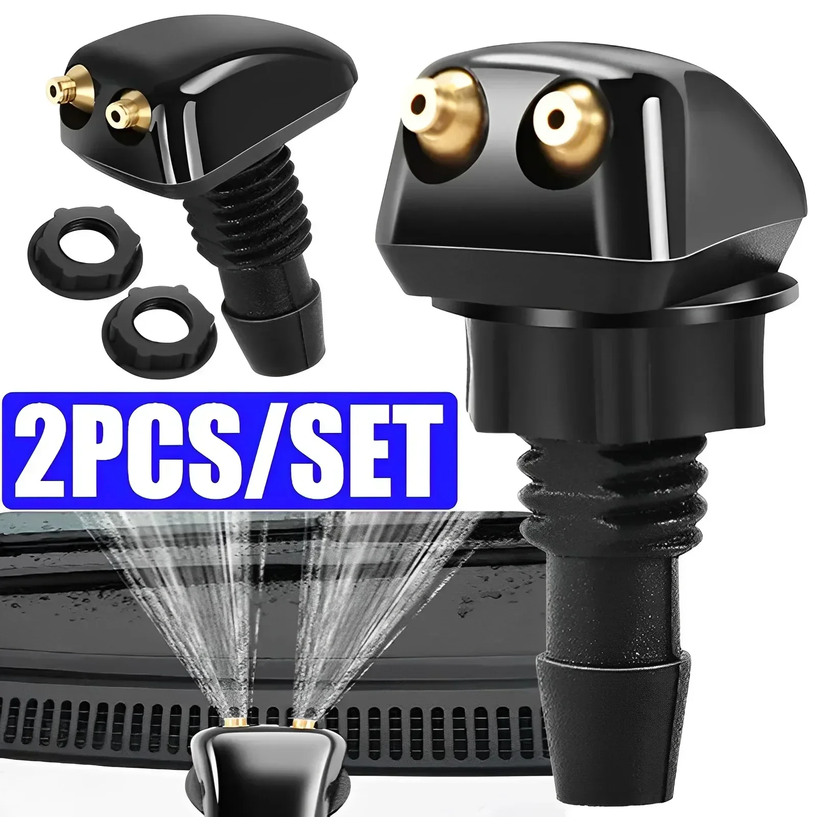 ممسحة زجاج السيارة الأمامي غسالة رذاذ فوهة ثقوب مزدوجة المياه النفاثة البخاخ الزجاج الأمامي فوهة غسالة مجموعة لتنظيف السيارات #3