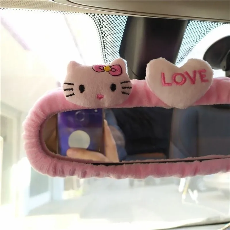 Sanrio olá kitty carro espelho retrovisor capa kawaii adorável personagem criativo dos desenhos animados plushie decoração bonito feminino exclusivo