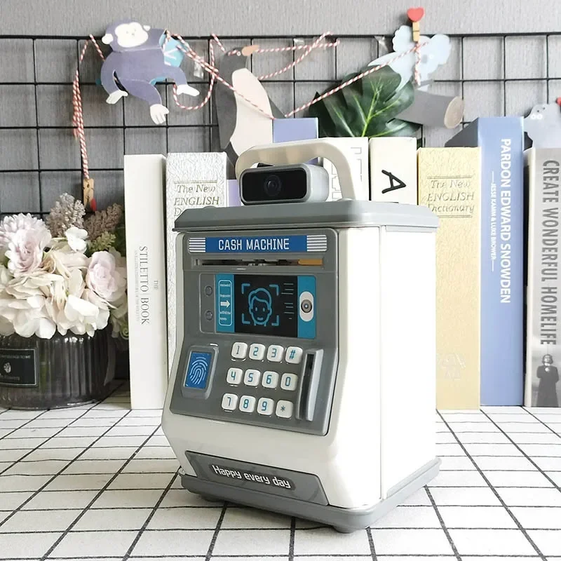 Automatic Deposit Teller Machine Toy Intelligent Password Card Swiping Face Recognition Savings Box Simulation Safe Piggy Bank