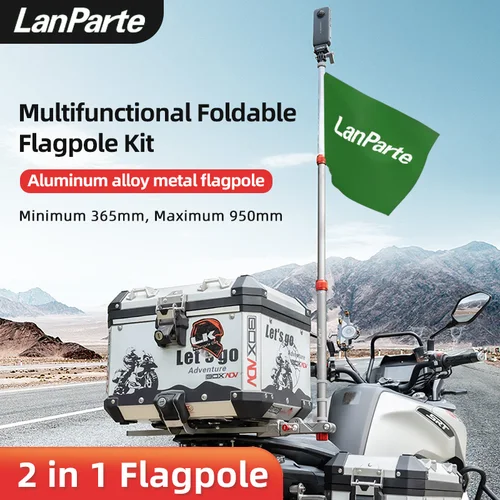 Lanaprte-asta de bandera ajustable multifuncional para motocicleta, soporte para Cámara de Acción, 360