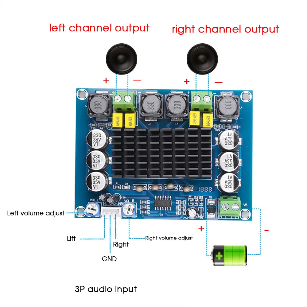 1PCS DC12-26V 2*120W Dual Channel Digital Stereo Audio Power Amplifier Board High Power CS8673 DIY 240W Amplificador Sound Board