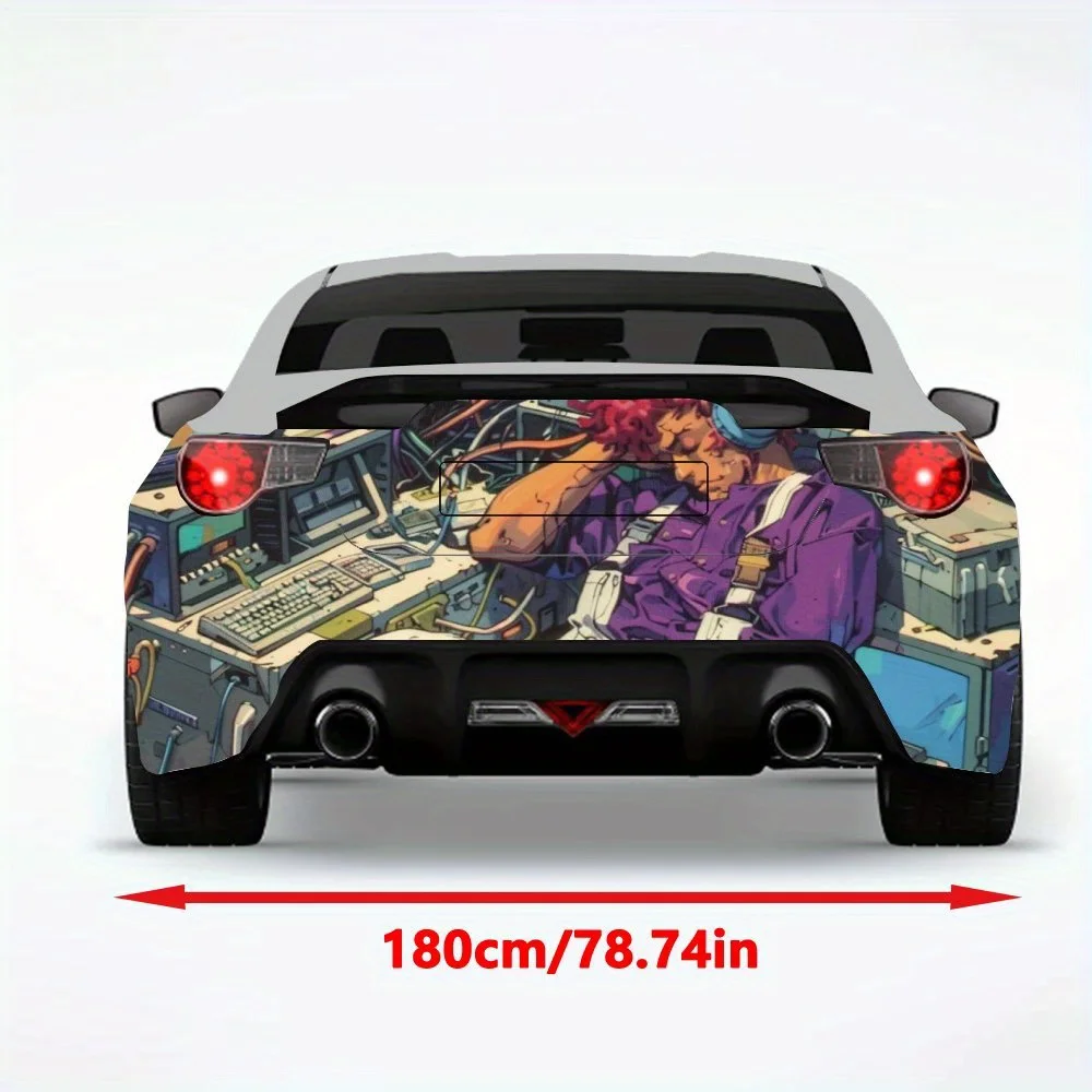Sleeping Tech Guy Car StickerVinyl Decal for Car Rear, Waterproof Self-Adhesive Vinyl Stickers for Vehicle Tail & Bumper, Decora