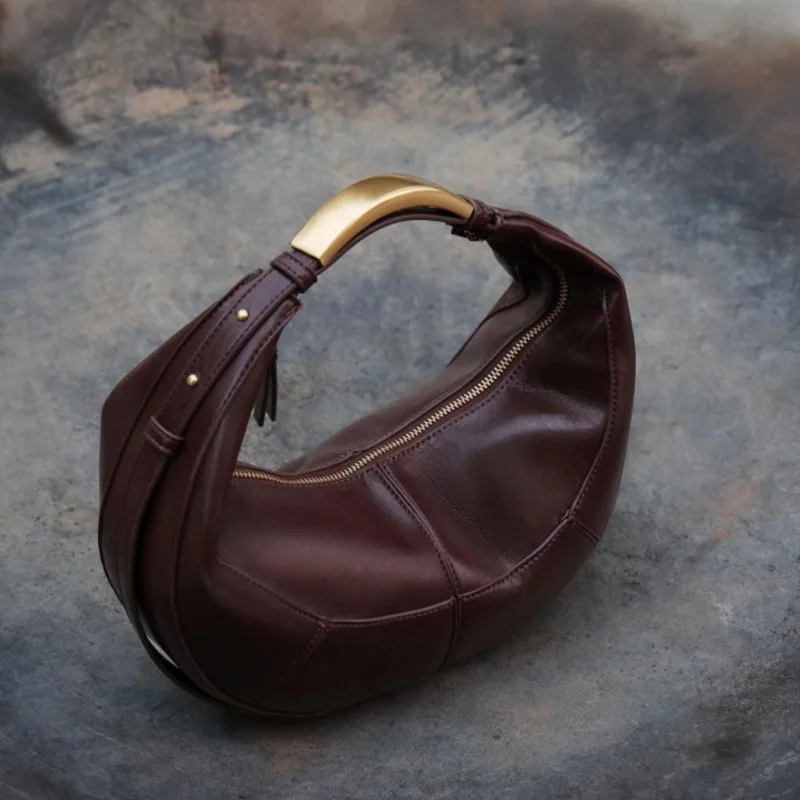 2025 جديد حقائب اليد نصف دائرية للنساء بولي الربط الربط مصمم خمر مطرزة تحت الإبط حقائب كتف حقيبة كروسبودي الإناث