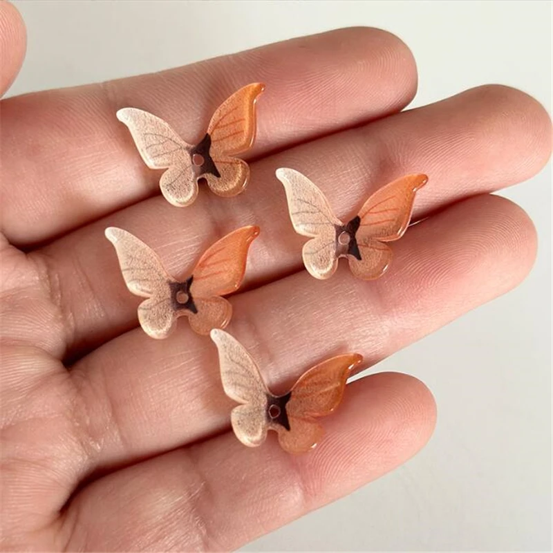 100pcs/lot new 3d acetic acid 20mm flower beads acylic butterfly charms connectors for diy hair jewelry making accessories